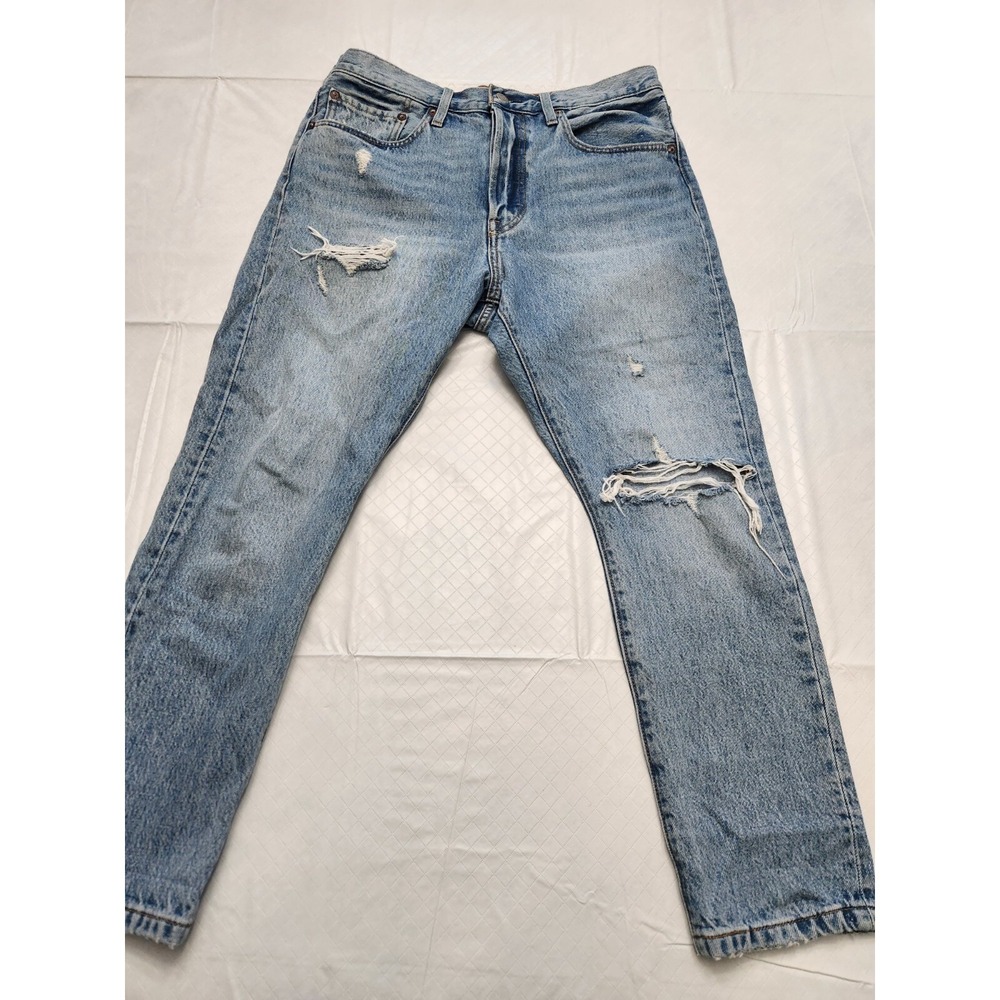 Levis 501 S Jeans Mens 30x26 Blue Premium Denim Big E Skinny‎ Grunge Distressed
